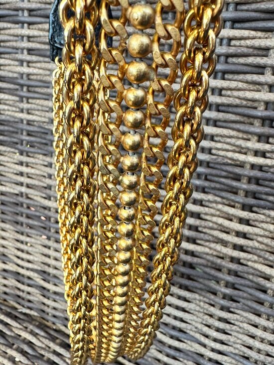 VTG Donna Karan New York Women’s S Black Leather Gold-Tone Chains/ Buckle Belt main image 6